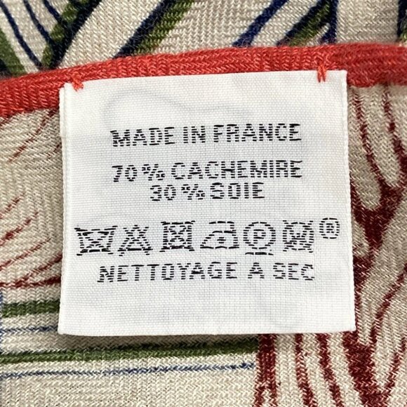 Auth HERMES Triangle Geant - Beige Red Multi Cashmere Silk Scarf - Picture 9 of 9